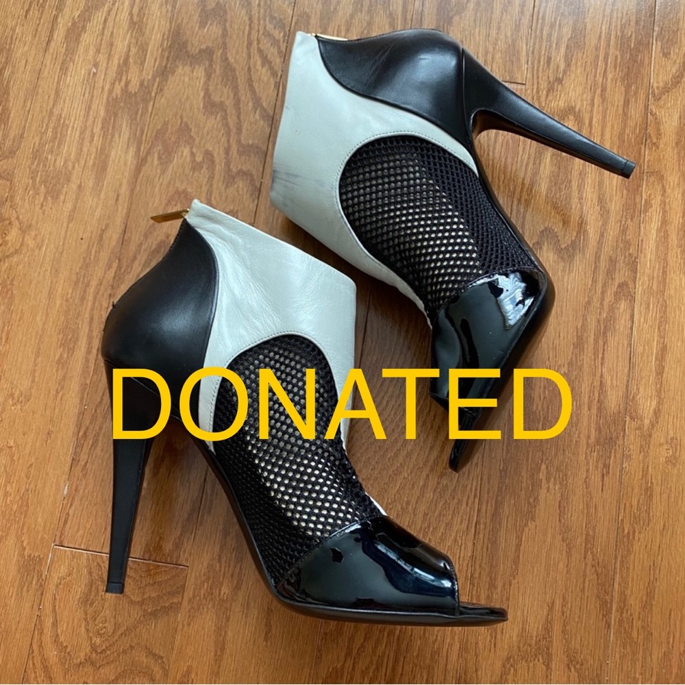 Tamara Mellon Peep-Toe Combo Ankle Boot , Size 40, Jimmy Choo